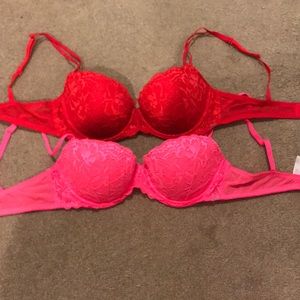 Victoria Secret PINK bras! Hot Pink & Red 36C!
